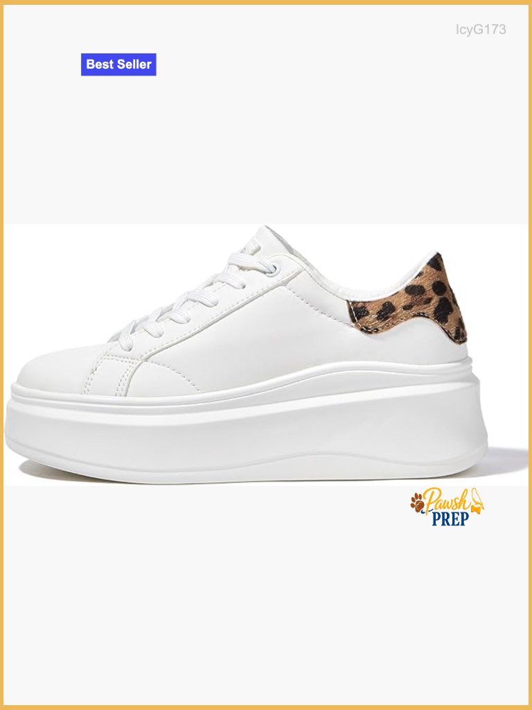 Women's Faux Leather Platform Sneakers Lace-Up Casual Low Top Shoes